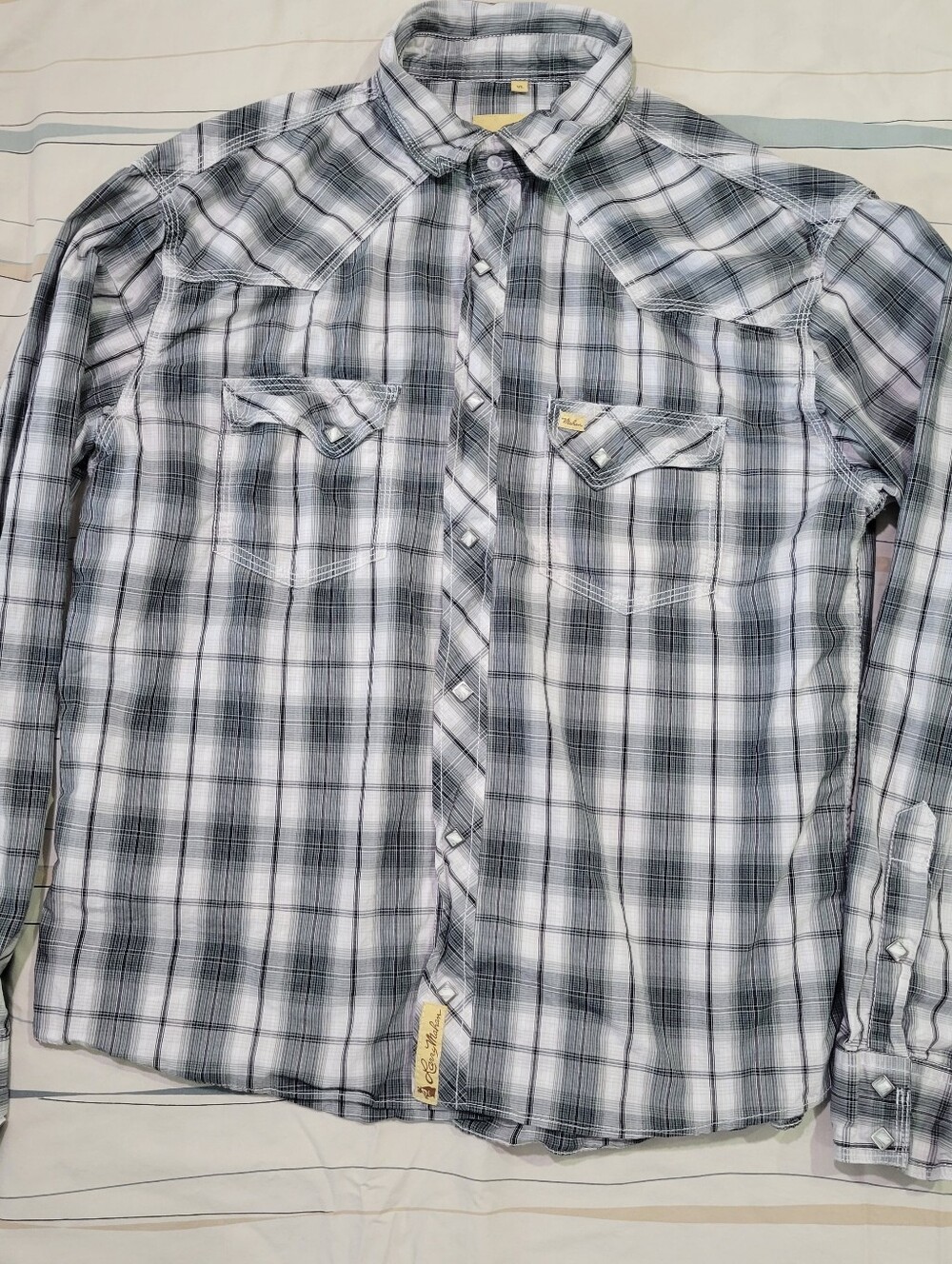 Larry Mahan Cowboy Collection Western Plaid Diamon Pearl Snap Size XL